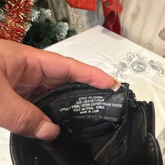 French connection  Women's Black Chunky Platform Boots Size 9 Lace & Buckle - Picture 5 of 12